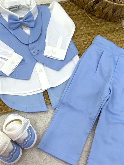 Papyonlu Gömlekli Yelekli Erkek Bebek 4lü Mevlüt Takımı 0-3/3-6 Ay