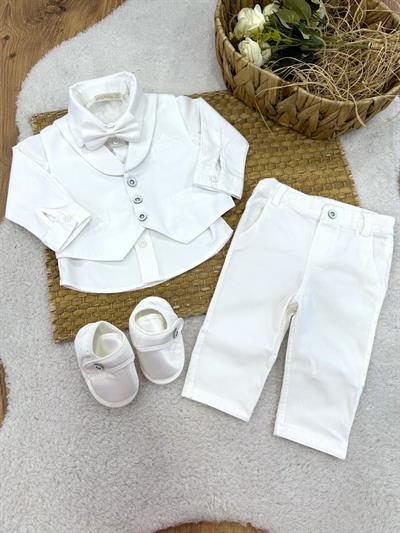 Papyonlu Gömlekli Yelekli Erkek Bebek 4lü Mevlüt Takımı 0-3/3-6 Ay