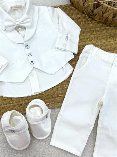 Papyonlu Gömlekli Yelekli Erkek Bebek 4lü Mevlüt Takımı 0-3/3-6 Ay
