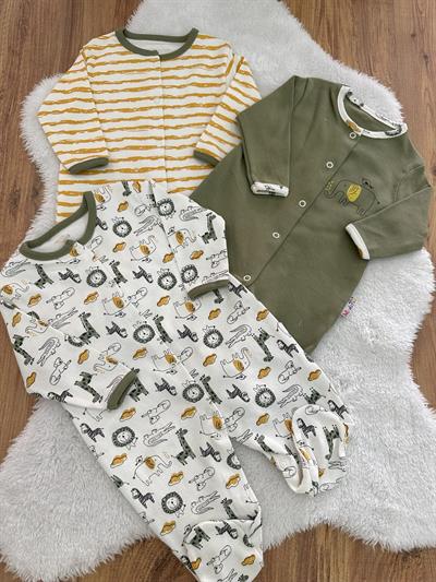 Safari Desen Erkek Bebek Patikli 3lü Tulum 0-3/3-6/6-9 Ay