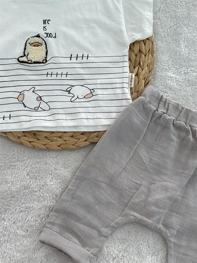 Su Samuru Süzeneli Erkek Bebek Müslin Şortlu Takım 6-12-18 Ay