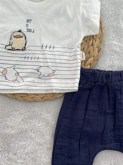 Su Samuru Süzeneli Erkek Bebek Müslin Şortlu Takım 6-12-18 Ay