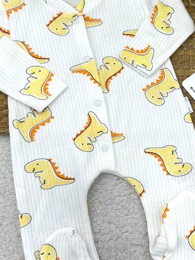 Dino Desenli Fitilli Erkek Bebek Tulum (0-3/3-6/6-9 Ay)