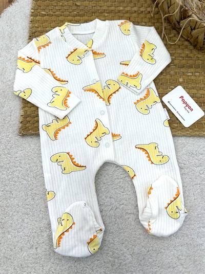 Dino Desenli Fitilli Erkek Bebek Tulum (0-3/3-6/6-9 Ay)