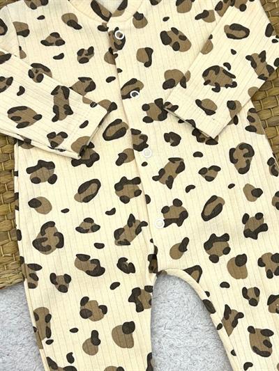 Leopar Desenli Fitilli Kız Bebek Tulum (0-3/3-6/6-9 Ay)