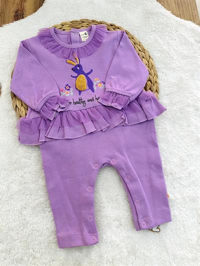 Süzeneli Tavşan Fırfırlı Kız Bebek Tulum 3-6/6-9/9-12 Ay