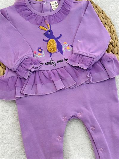 Süzeneli Tavşan Fırfırlı Kız Bebek Tulum 3-6/6-9/9-12 Ay