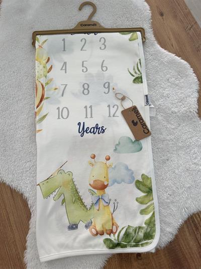Timsah Zürafa Baskılı Bebek Anı Battaniyesi 90x90 Cm