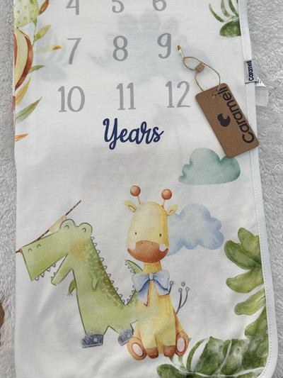Timsah Zürafa Baskılı Bebek Anı Battaniyesi 90x90 Cm