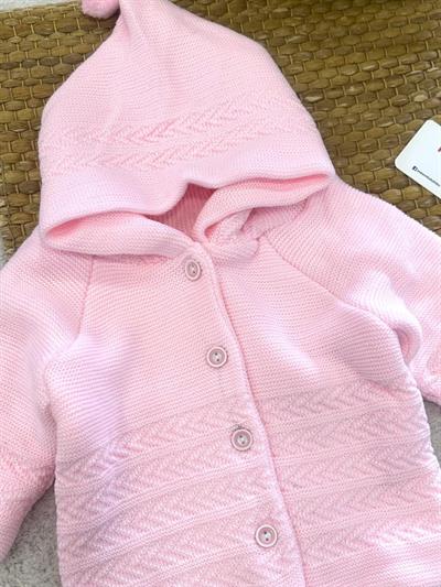 Kapşonlu Çift Katlı Triko Bebek Hırka Ceket (6-9 Ay)