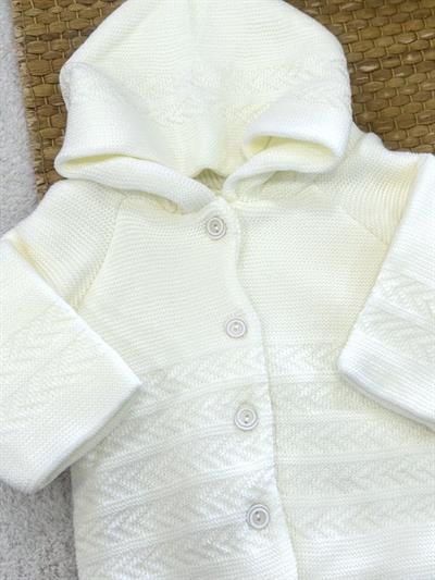 Kapşonlu Çift Katlı Triko Bebek Hırka Ceket (6-9 Ay)