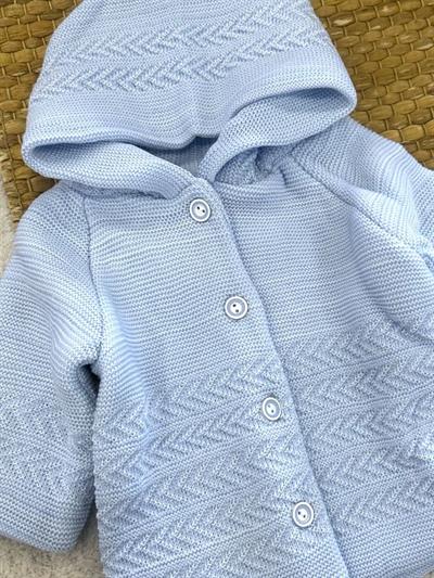 Kapşonlu Çift Katlı Triko Bebek Hırka Ceket (6-9 Ay)