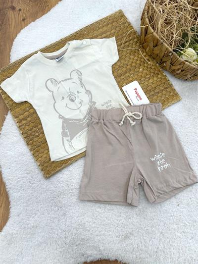 Winnie The Pooh Baskılı Tişört Şort Erkek Bebek Takım (3-6/6-9/9-12/12-18 Ay)