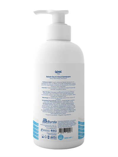 Bebek Saç ve Vücut Şampuanı 500ml (Organik İçerikli)