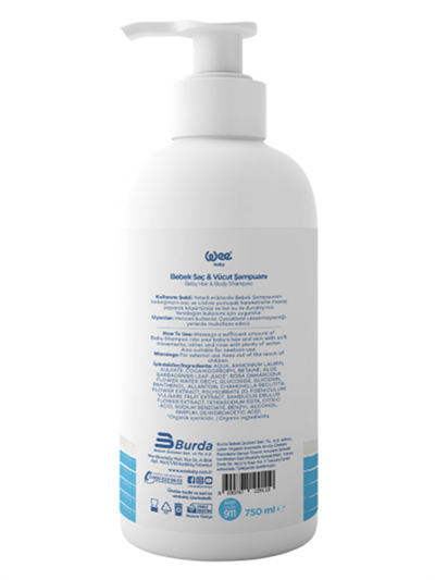 Bebek Saç ve Vücut Şampuanı 750ml (Organik İçerikli)
