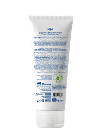 Organik Sertifikalı Bebek Pişik Kremi 75 ml