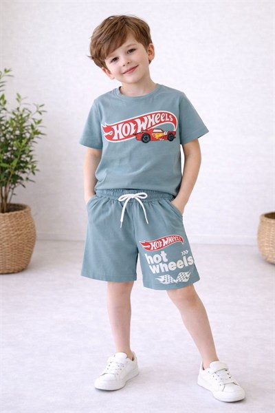 Hot Wheels Baskılı Erkek Çocuk Şortlu Takım (3-4/4-5/5-6/7-8/9-10 Yaş)
