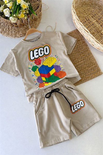 Lego Baskılı Erkek Çocuk Şortlu Takım (3-4/4-5/5-6/7-8/9-10 Yaş)