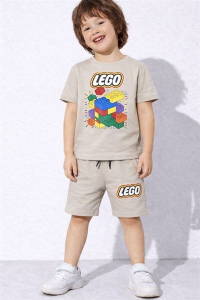 Lego Baskılı Erkek Çocuk Şortlu Takım (3-4/4-5/5-6/7-8/9-10 Yaş)