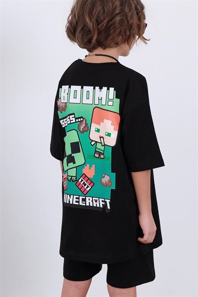Minecraft Baskılı Erkek Çocuk Şortlu Takım (3-4/4-5/5-6/7-8/9-10 Yaş)