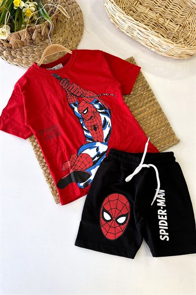 Spiderman Baskılı Erkek Çocuk Şortlu Takım (3-4/4-5/5-6/7-8/9-10 Yaş)