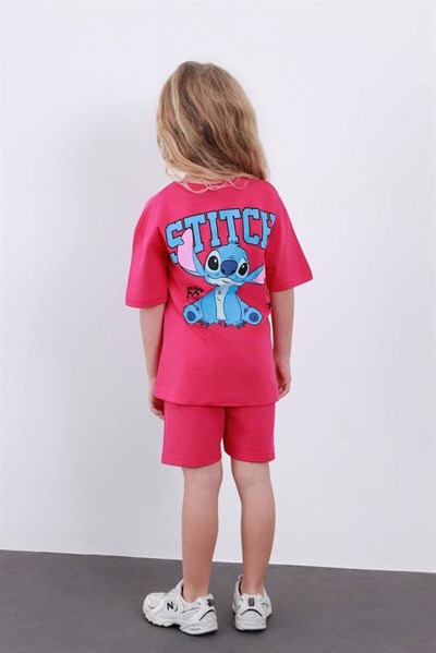 Stitch Baskılı Kız Çocuk Şortlu Takım (3-4/4-5/5-6/7-8/9-10 Yaş)