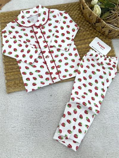 Raporlu Çilek Baskılı Kız Bebek 2li Takım 0-3 Ay