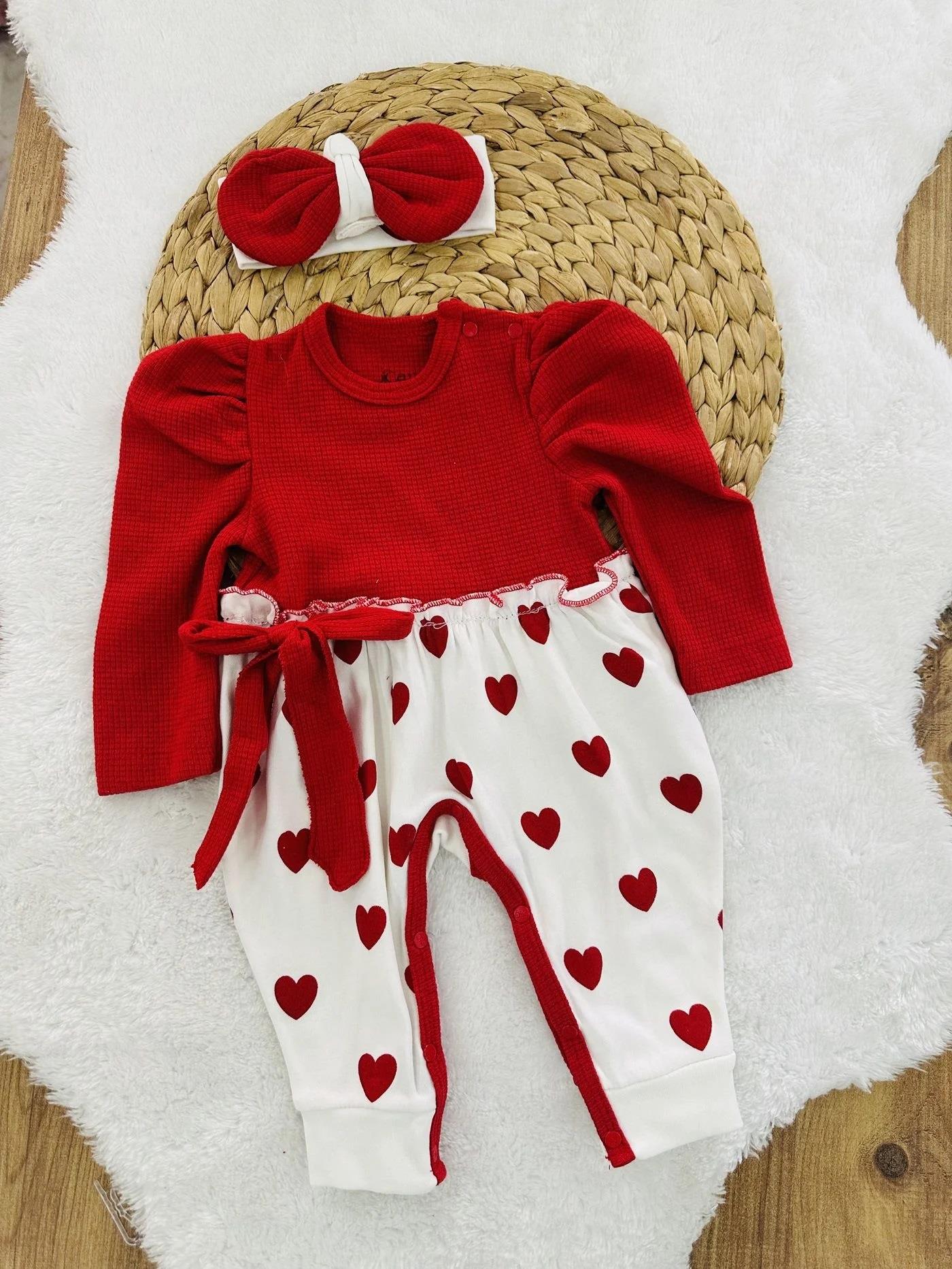 Kalpli Karpuz Kol Kız Bebek Bandana Tulum Set 0-3/3-6/6-9 Ay
