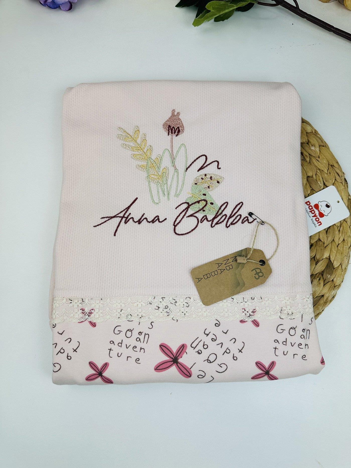 Floral Organik Çift Kat Penye Bebek Battaniyesi 85X90 Cm