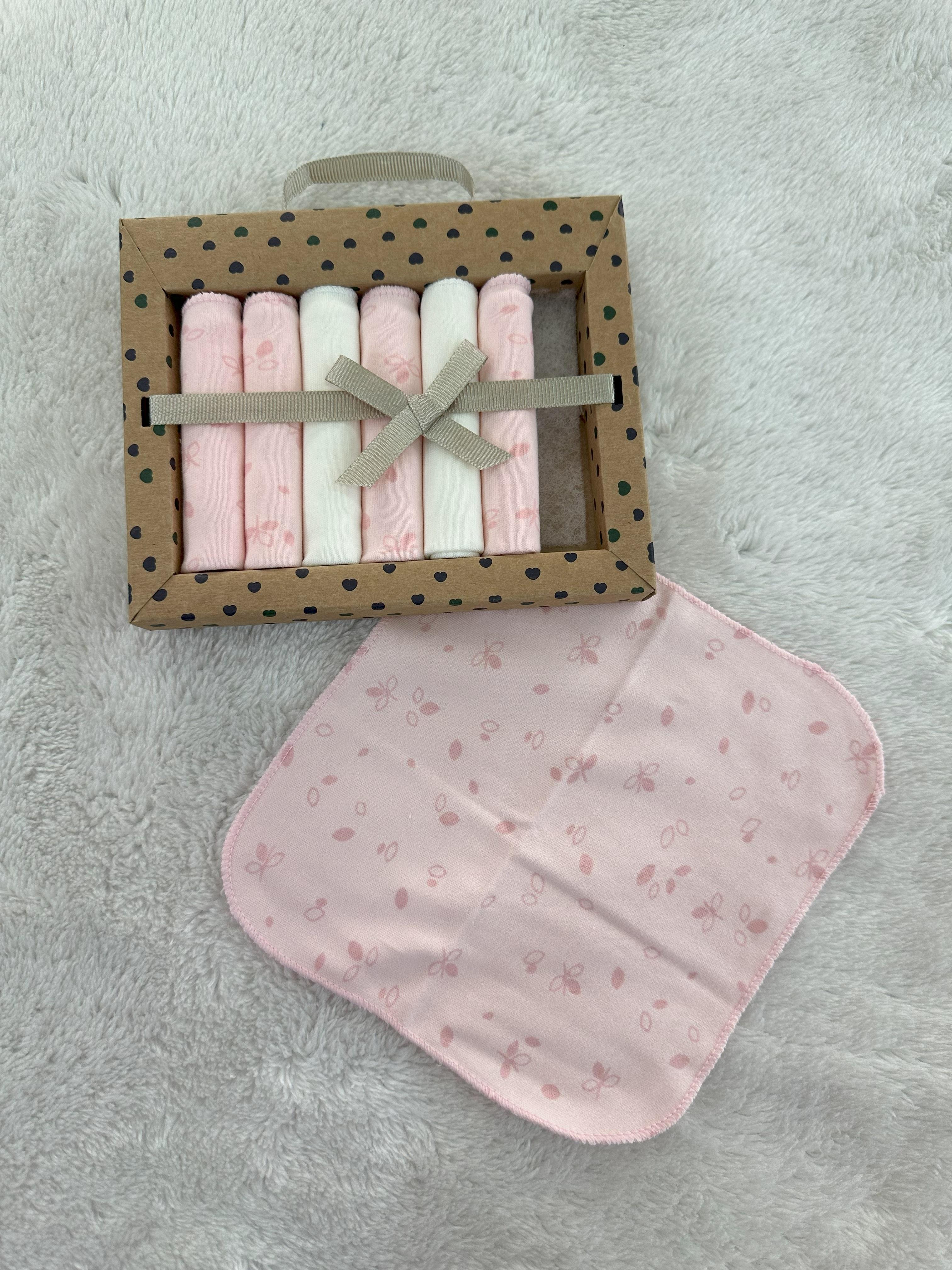 Çiçek Baskılı Penye 7li Ağız Silme Mendili Ağız Bezi (20x20 Cm)