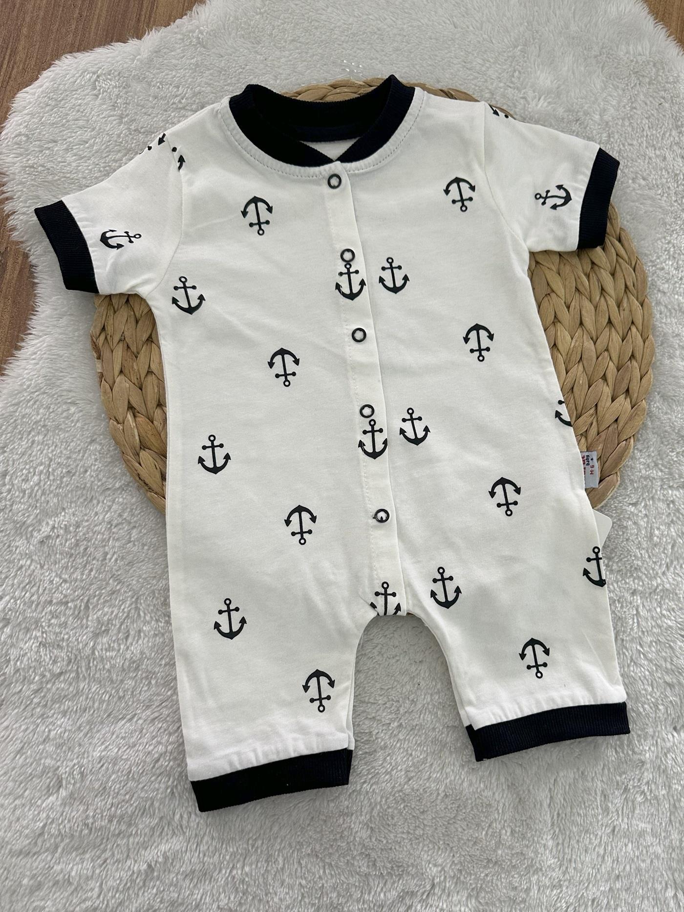 Çapa Desen Erkek Bebek Şort Tulum 0-3/3-6/6-9/9-12 Ay