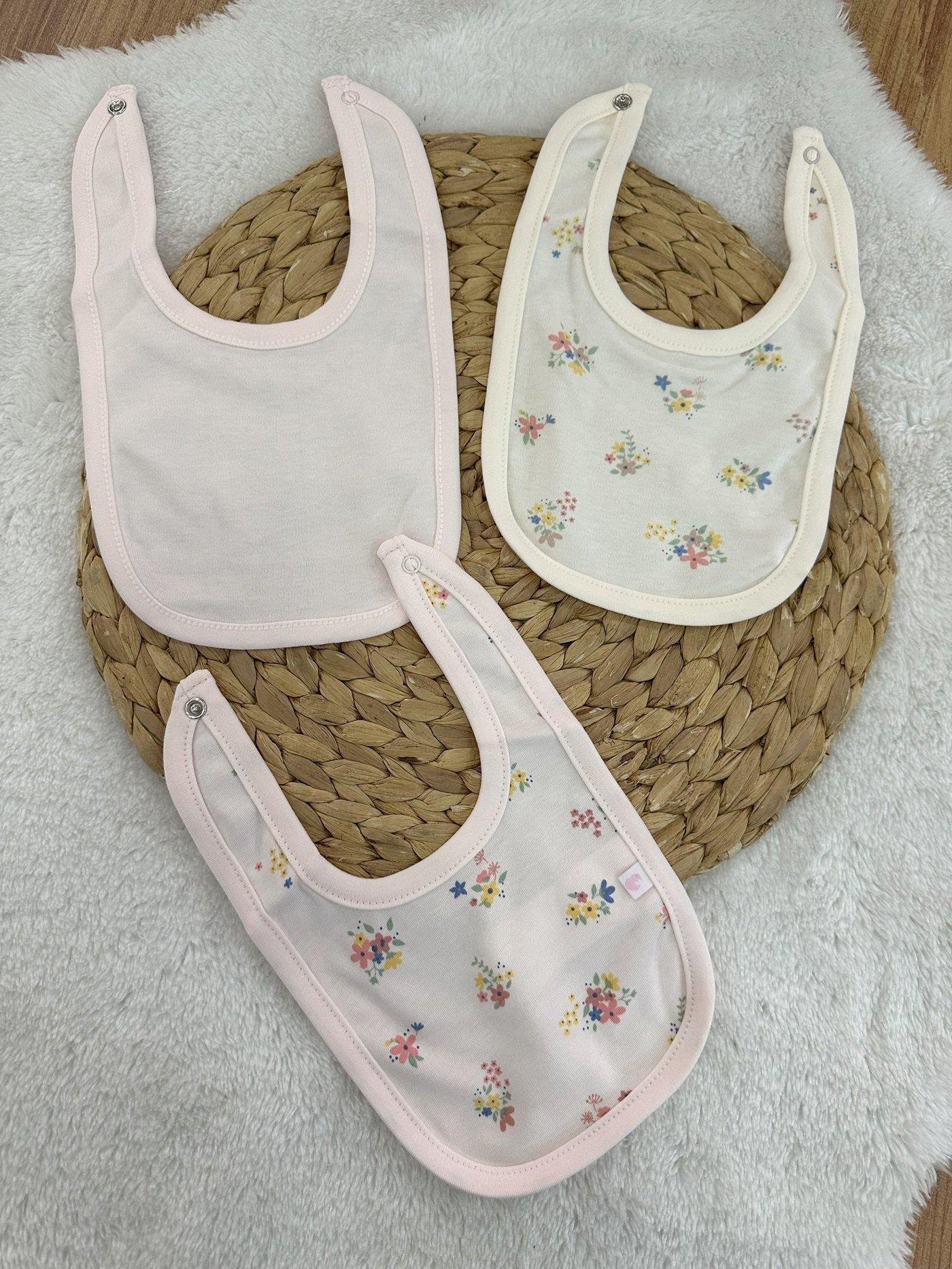 April Garden Baskılı Kız Bebek 3lü Penye Önlük
