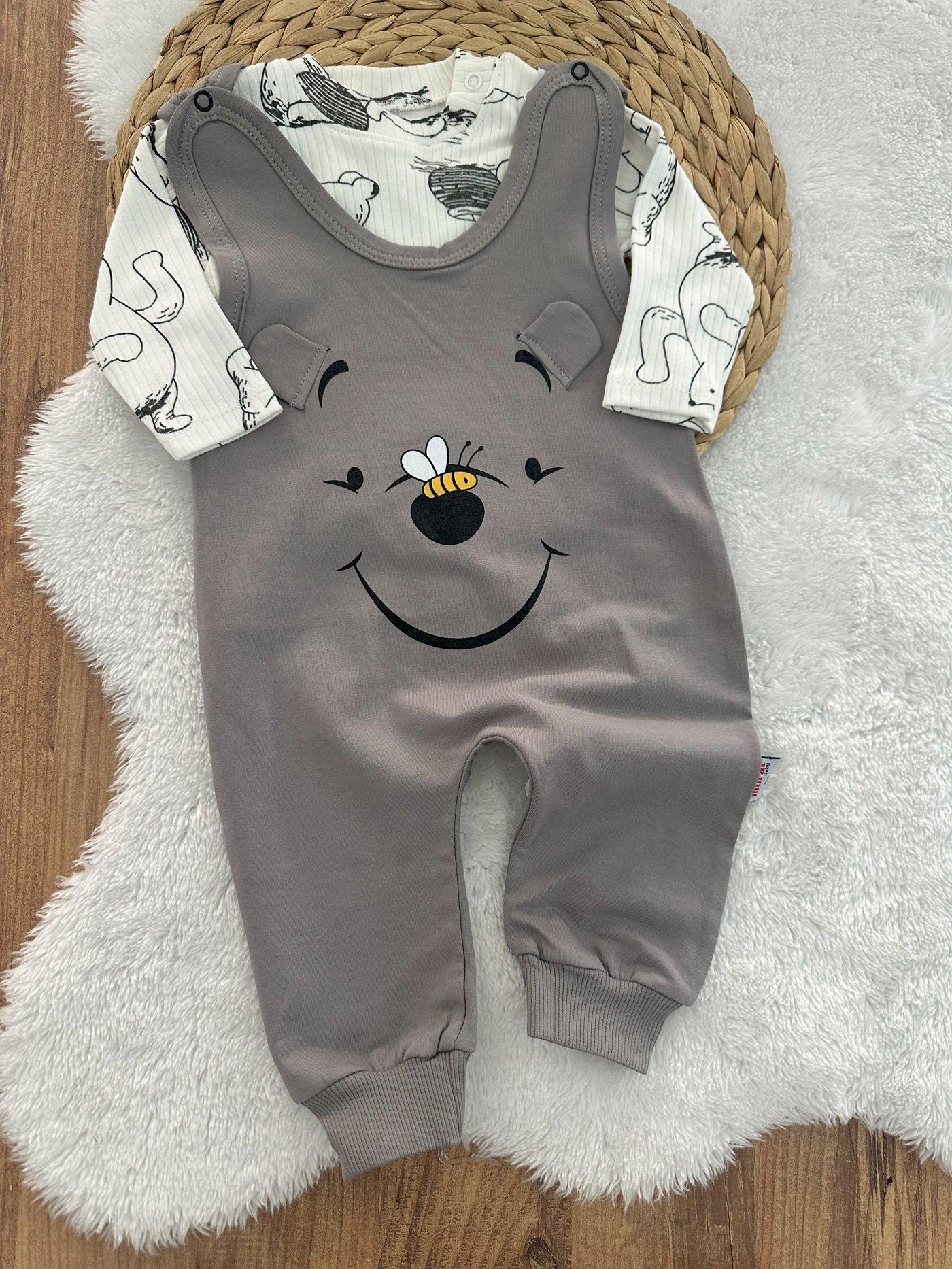 Arılı Ayı Surat Erkek Bebek Badili Salopet Takım 0-3/3-6/6-9/9-12 Ay
