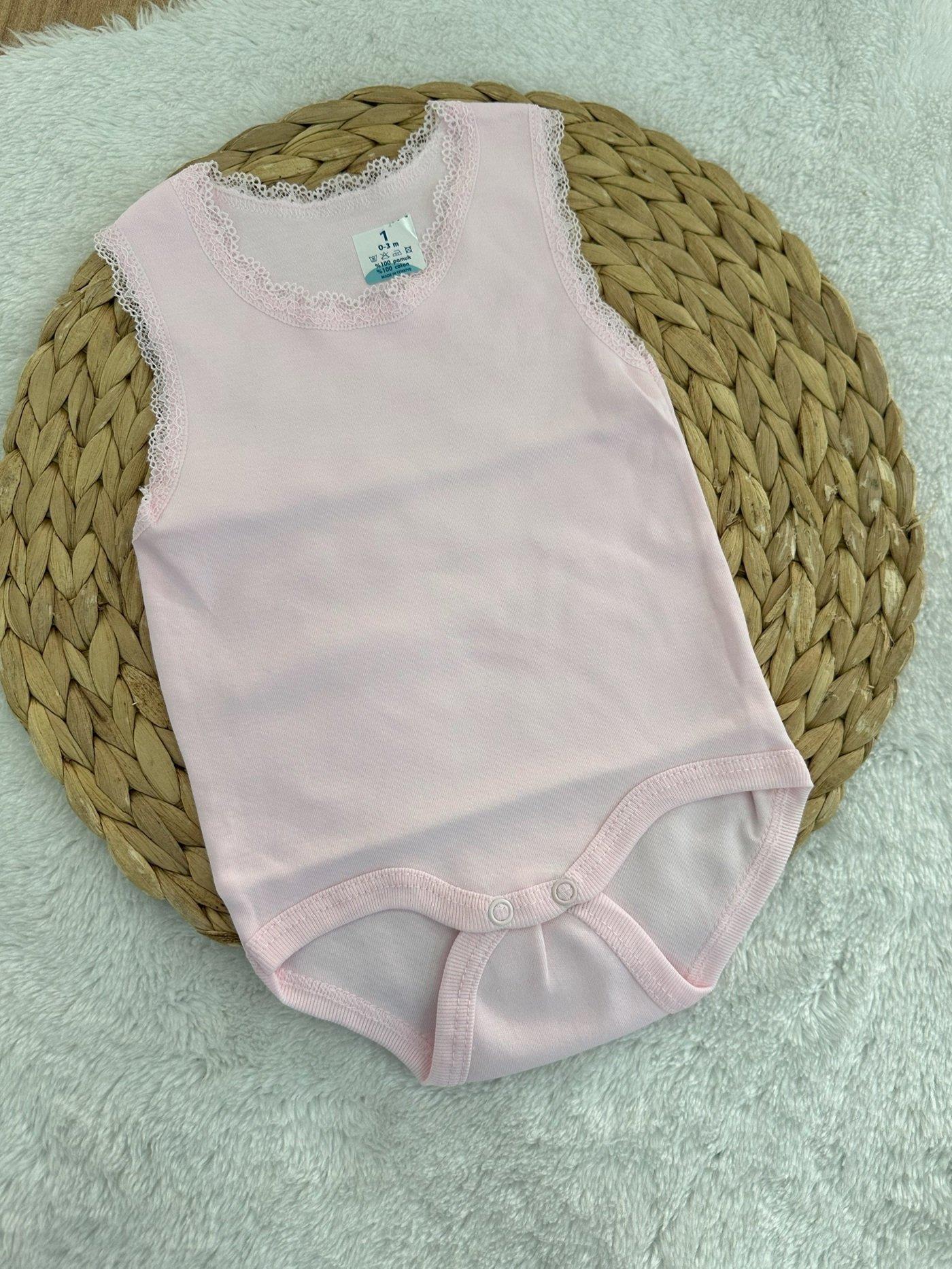 Dantelli Kız Bebek Çıtçıtlı Badi Zıbın 0-3/3-6/6-9/9-12/12-18/18-24 Ay