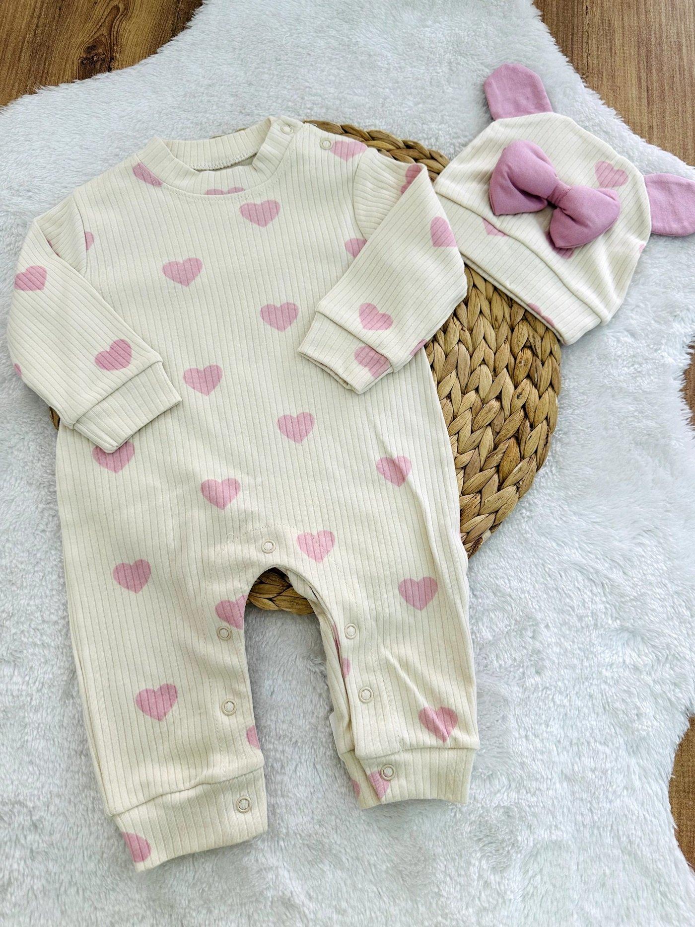 Kalpli Fitilli Kız Bebek Bere Tulum Set 0-3/3-6/6-9/9-12 Ay