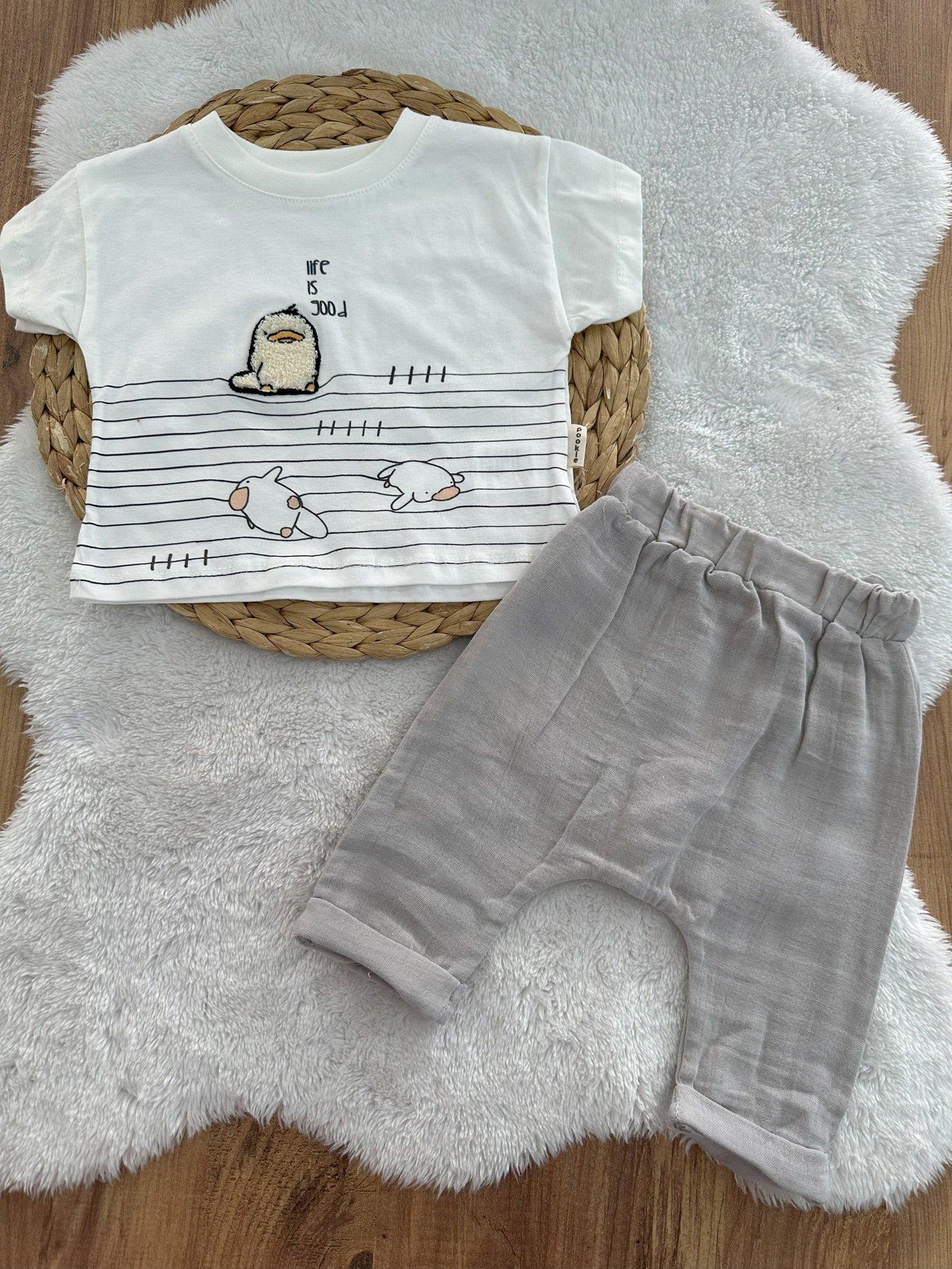 Su Samuru Süzeneli Erkek Bebek Müslin Şortlu Takım 6-12-18 Ay