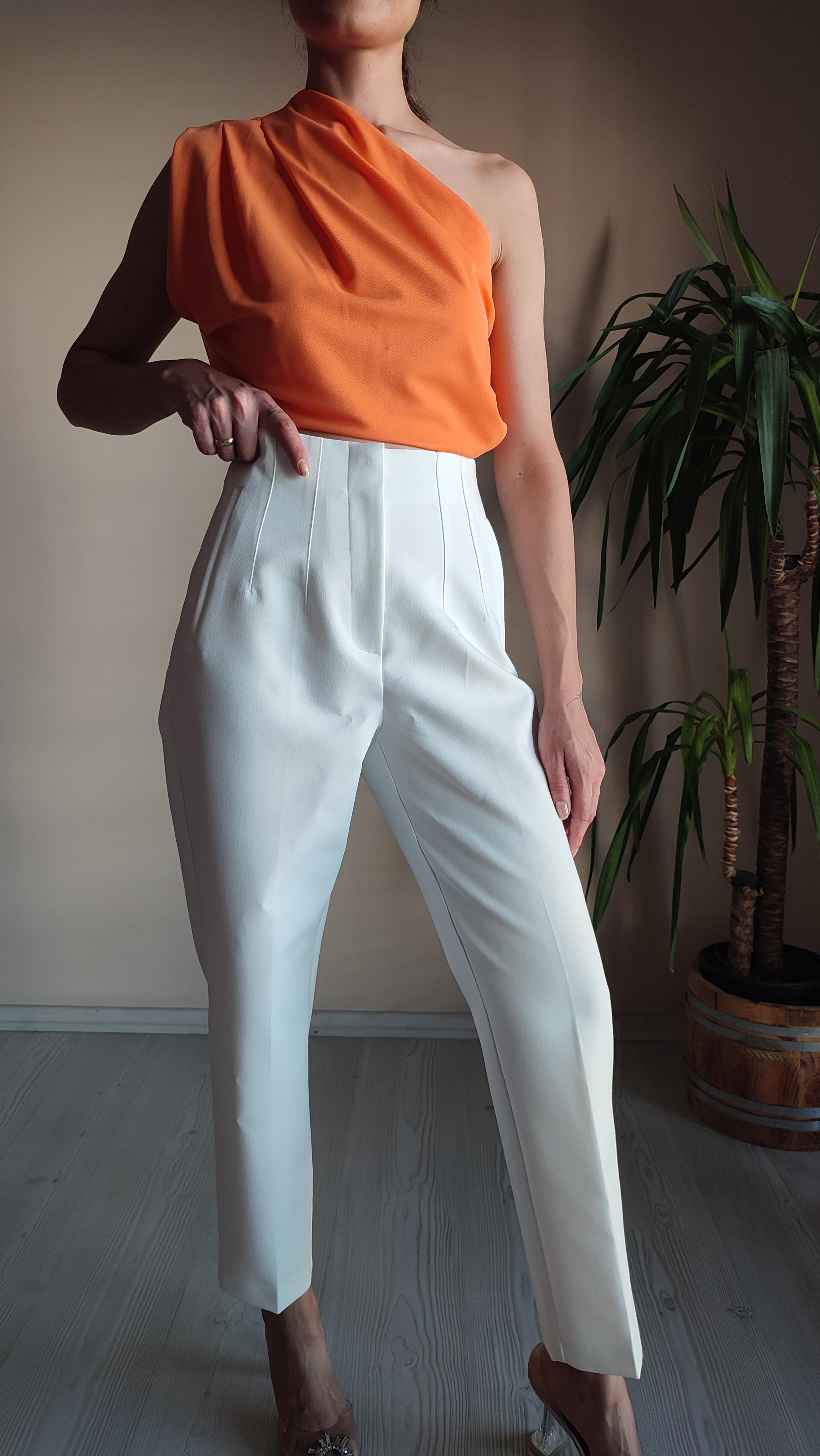 Beyaz Dabıl Zara model Havuç Pantolon 