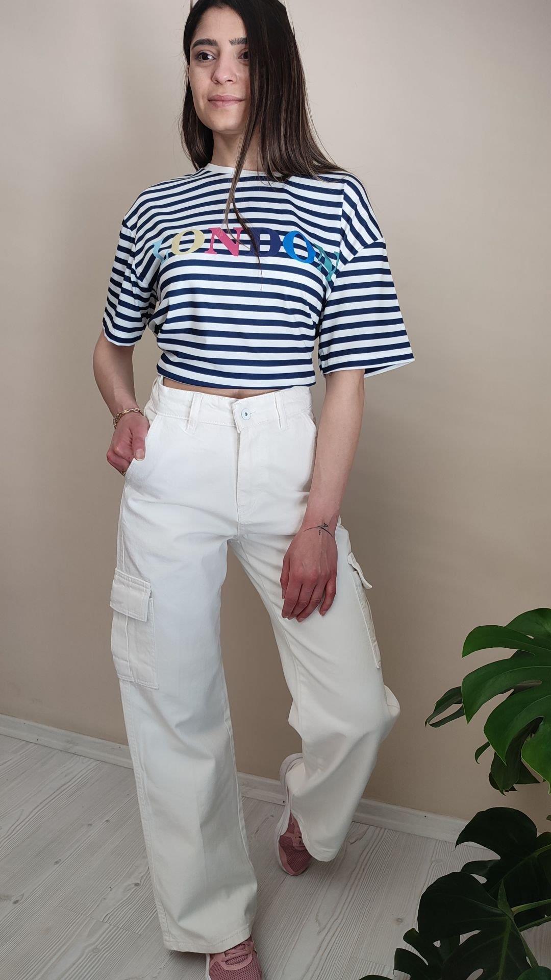 Beyaz kargo pantolon