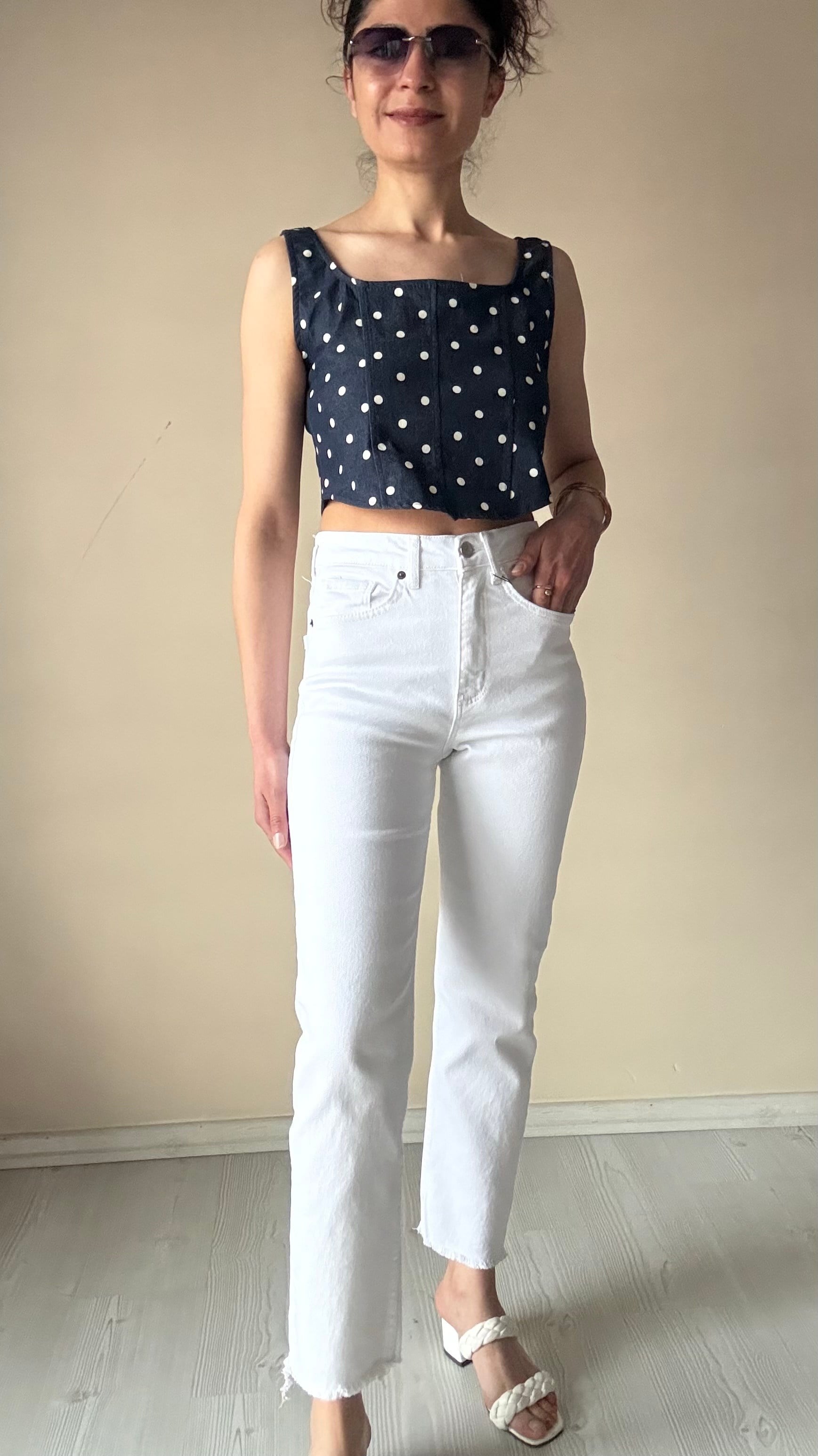 Beyaz Lazer Kesim Slimmomfit Jean 