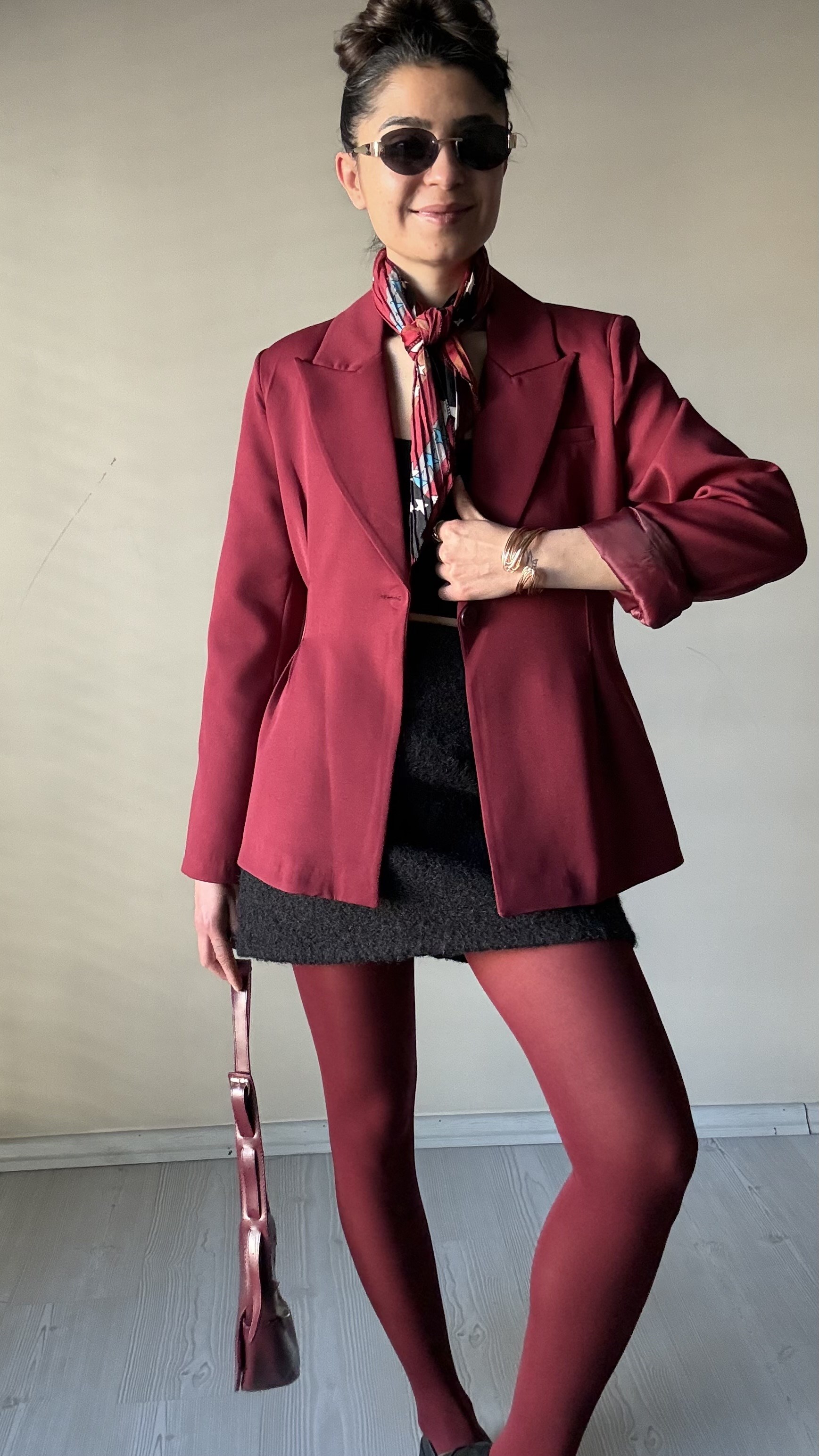 Bordo Bel Pensli Blazer Ceket