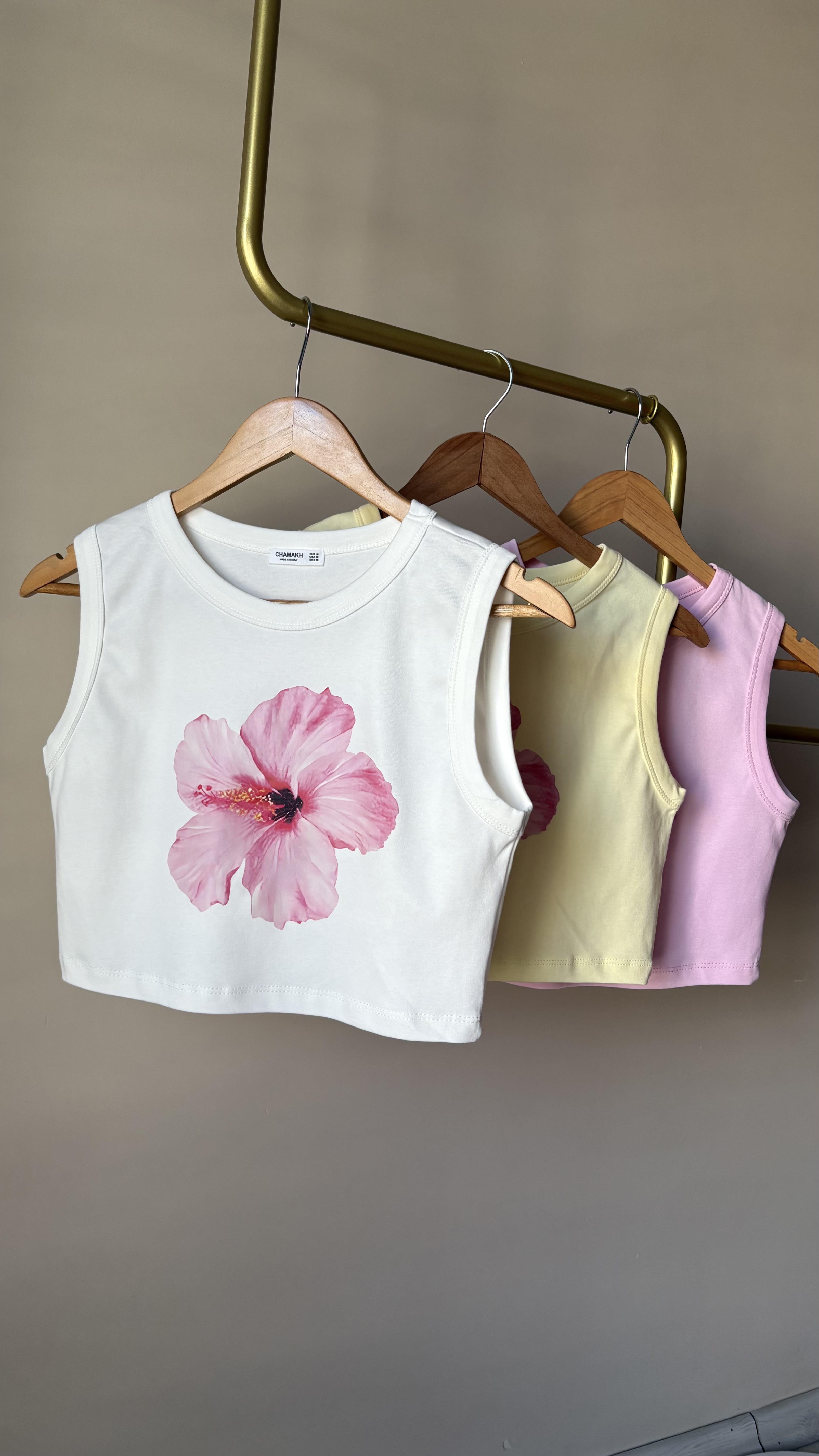 Çiçek desen Crop Tşhırts