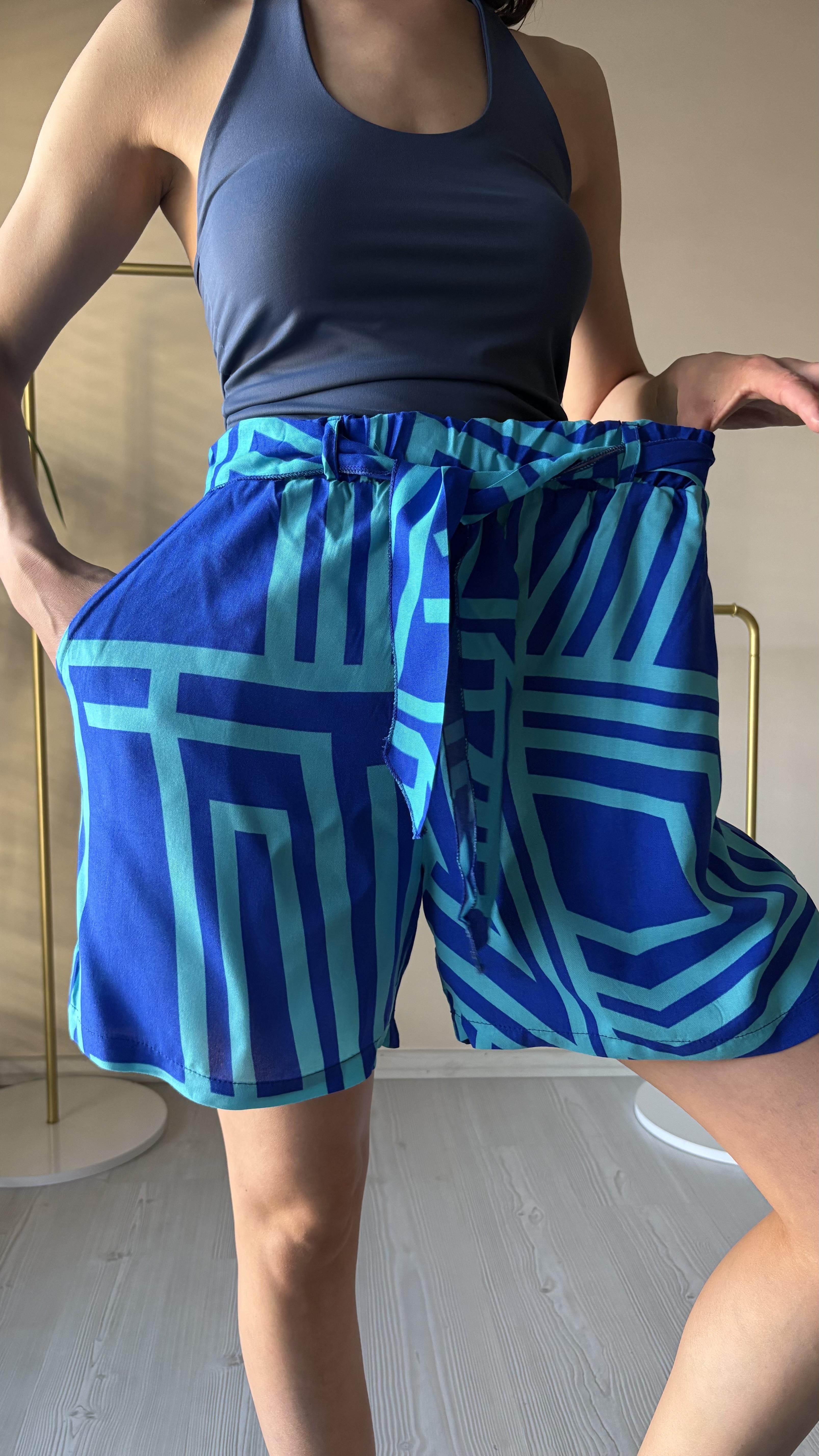 Çizgi desen Dokuma şort 