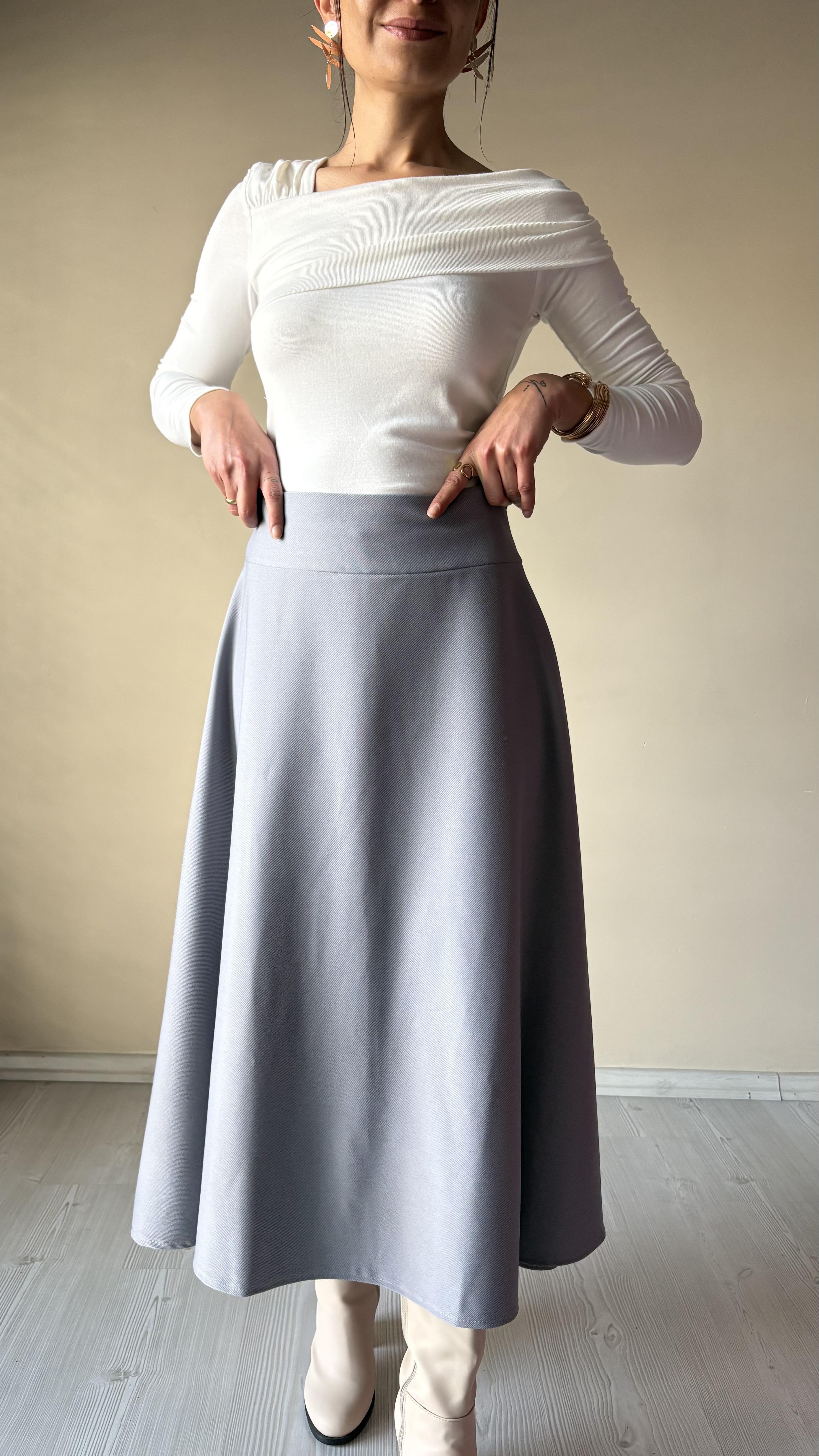 Gri Diagonel Çan Etek