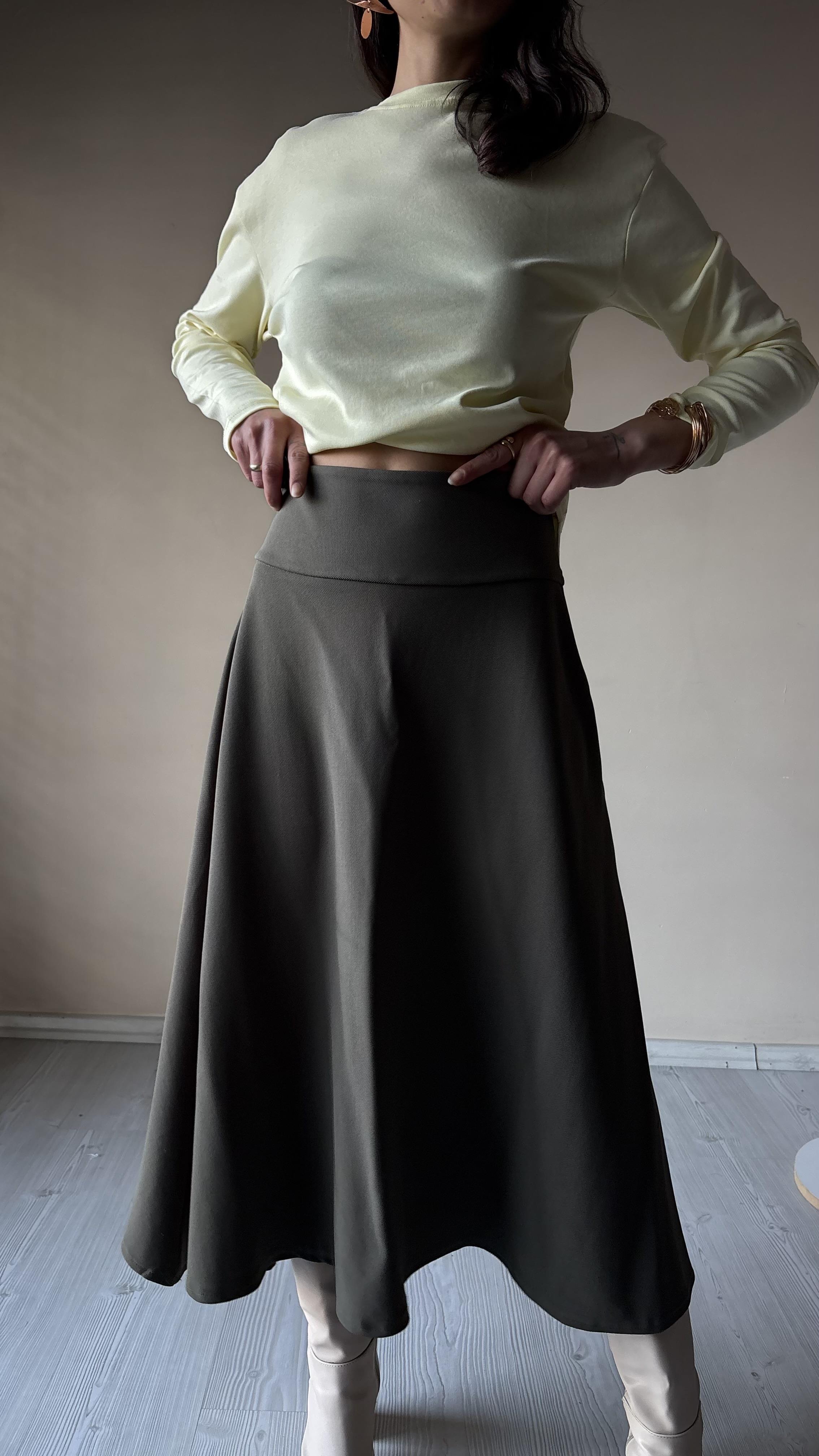 Haki Diagonel Çan Etek