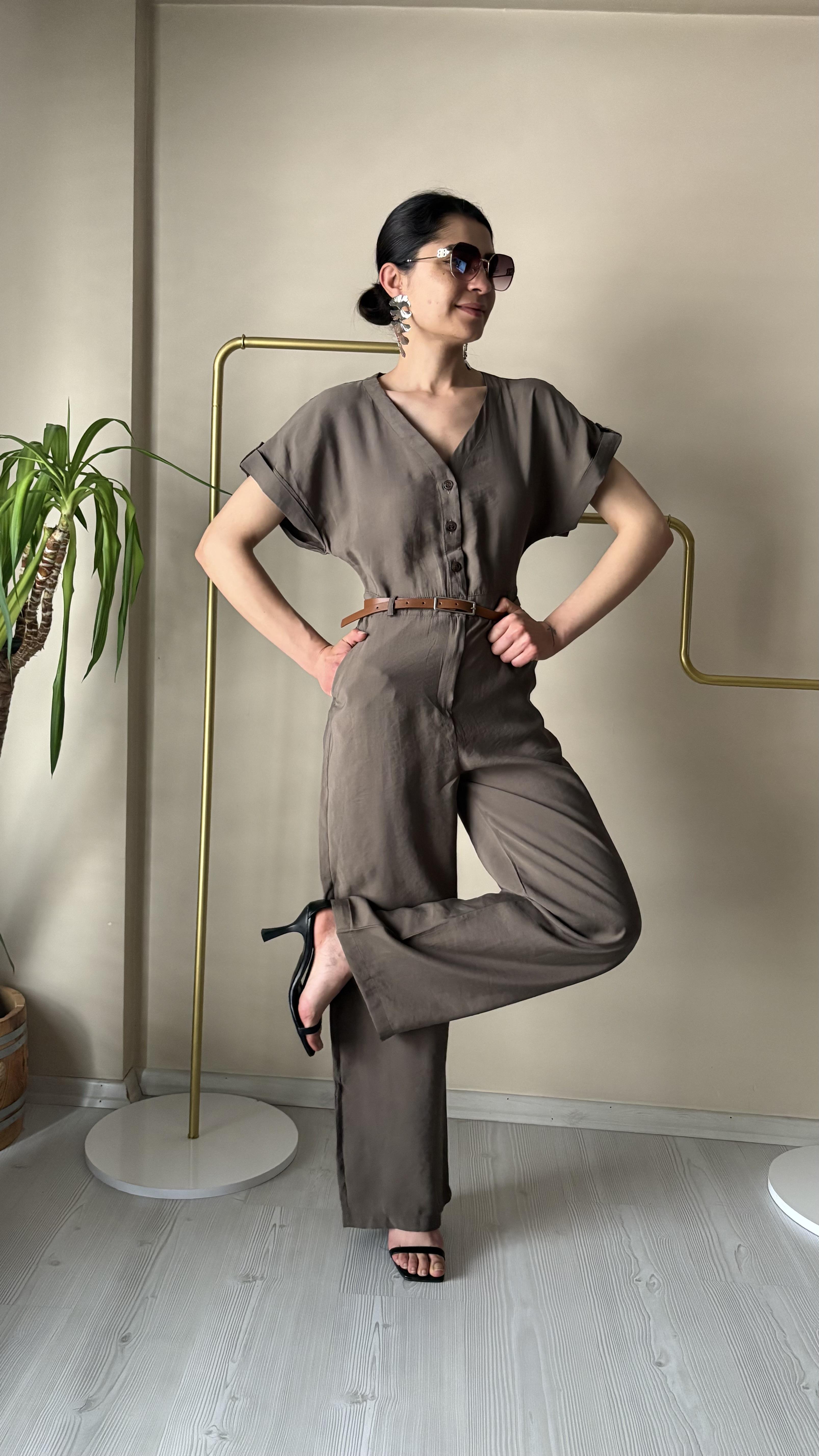 Haki Tensel Kemerli Tulum