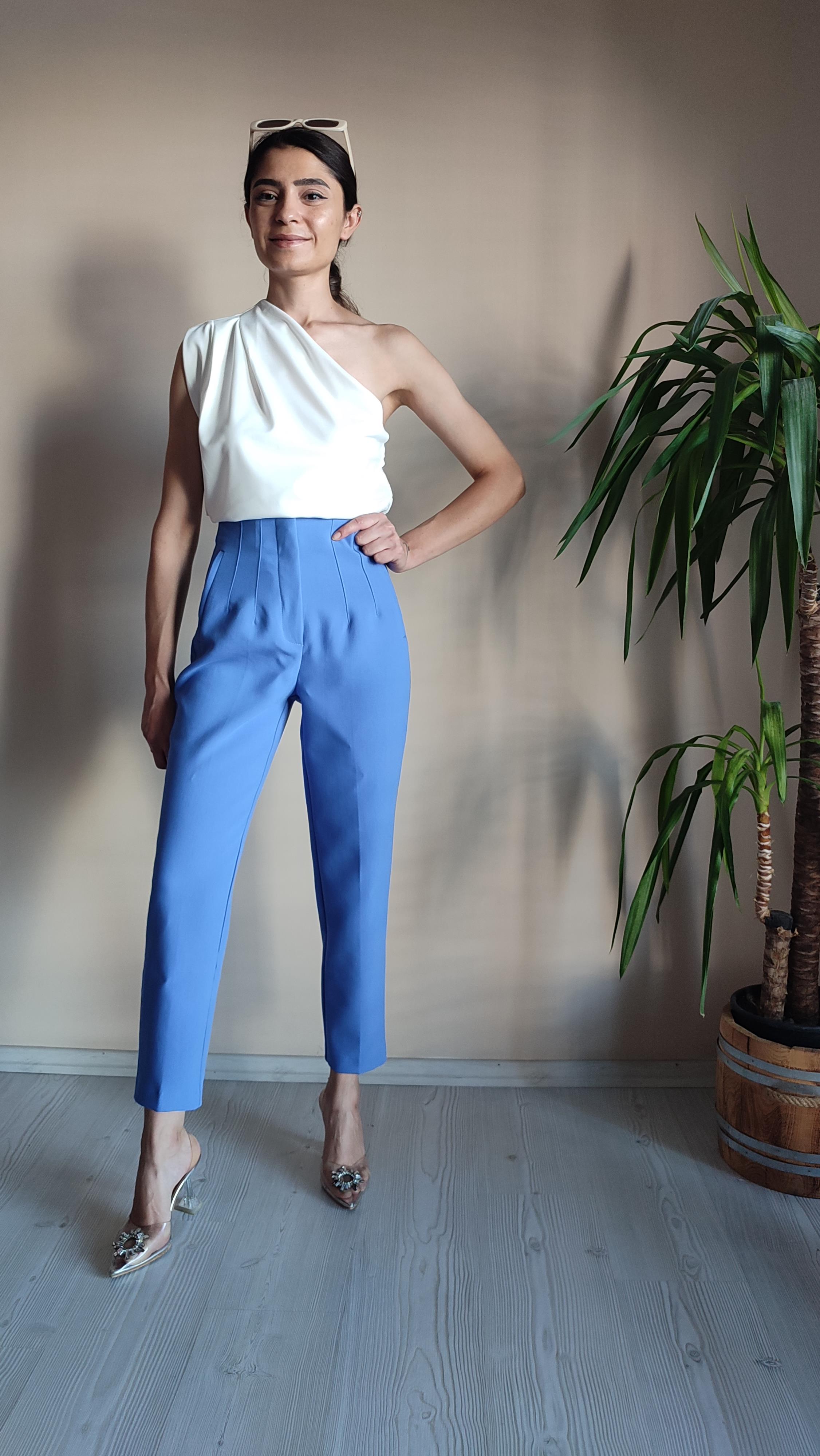 Mavi Dabıl Zara model havuç Pantolon 