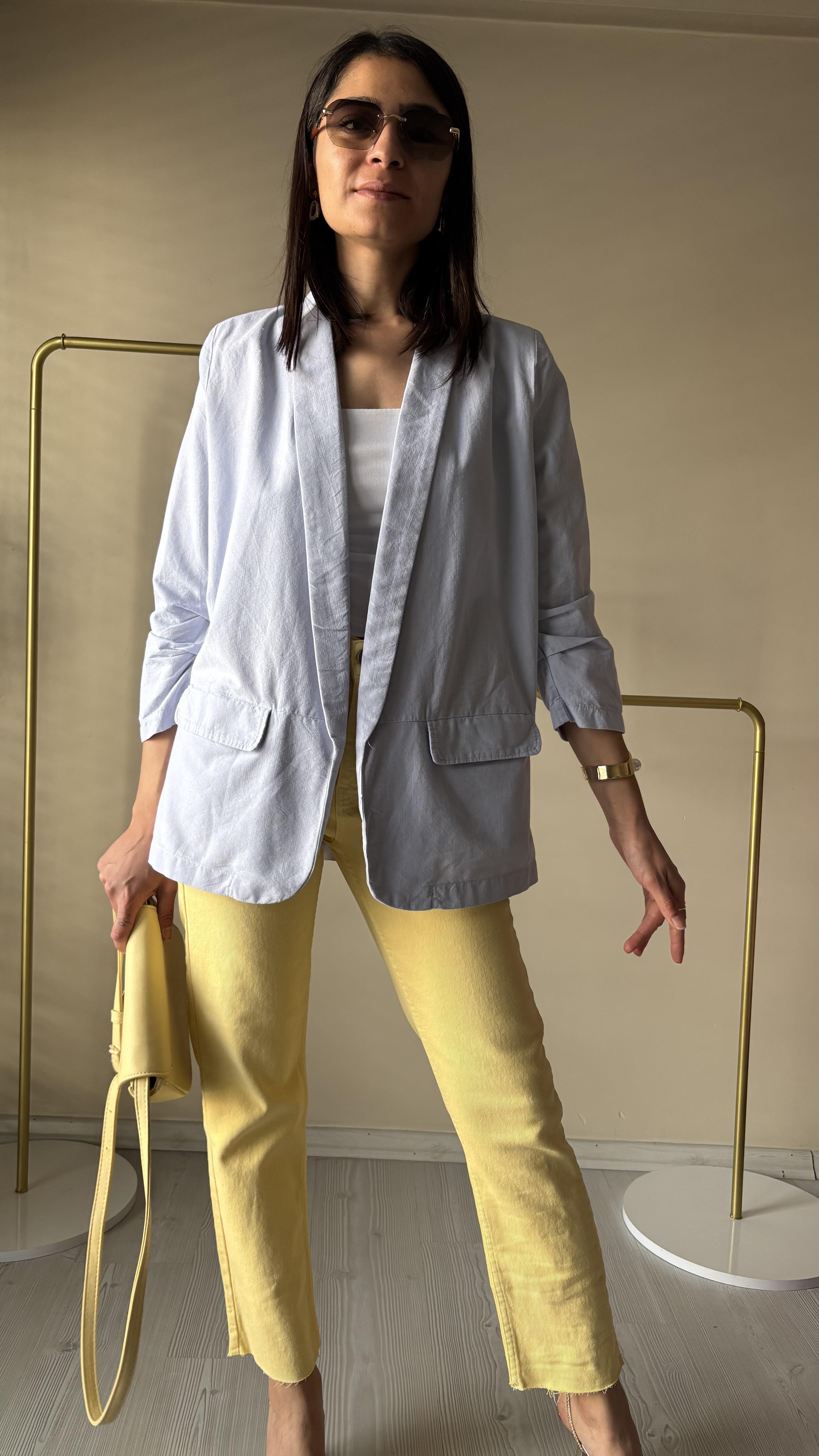 Mavi Keten Blazer Ceket