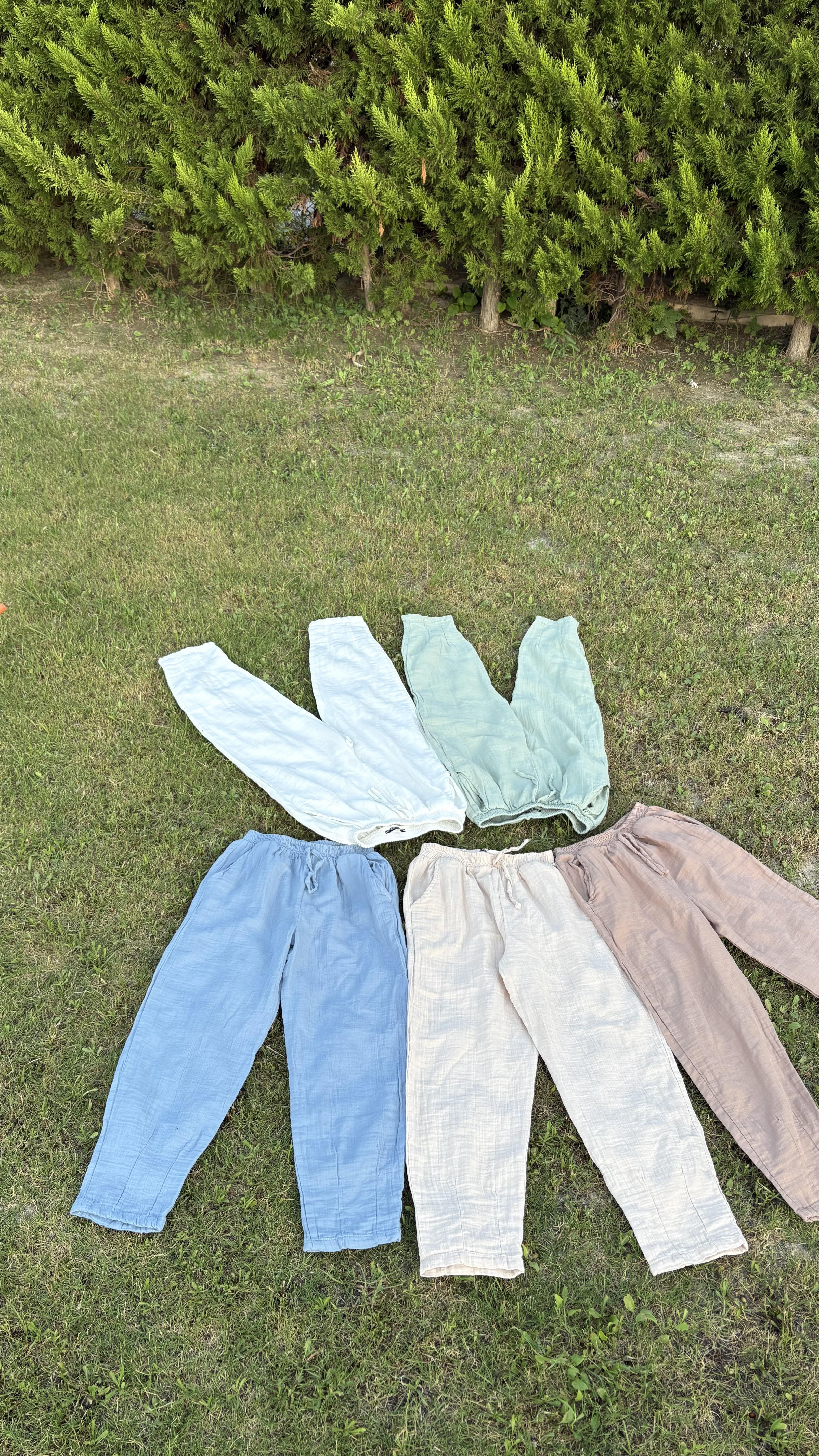Paça pensli müslin pantolonlar