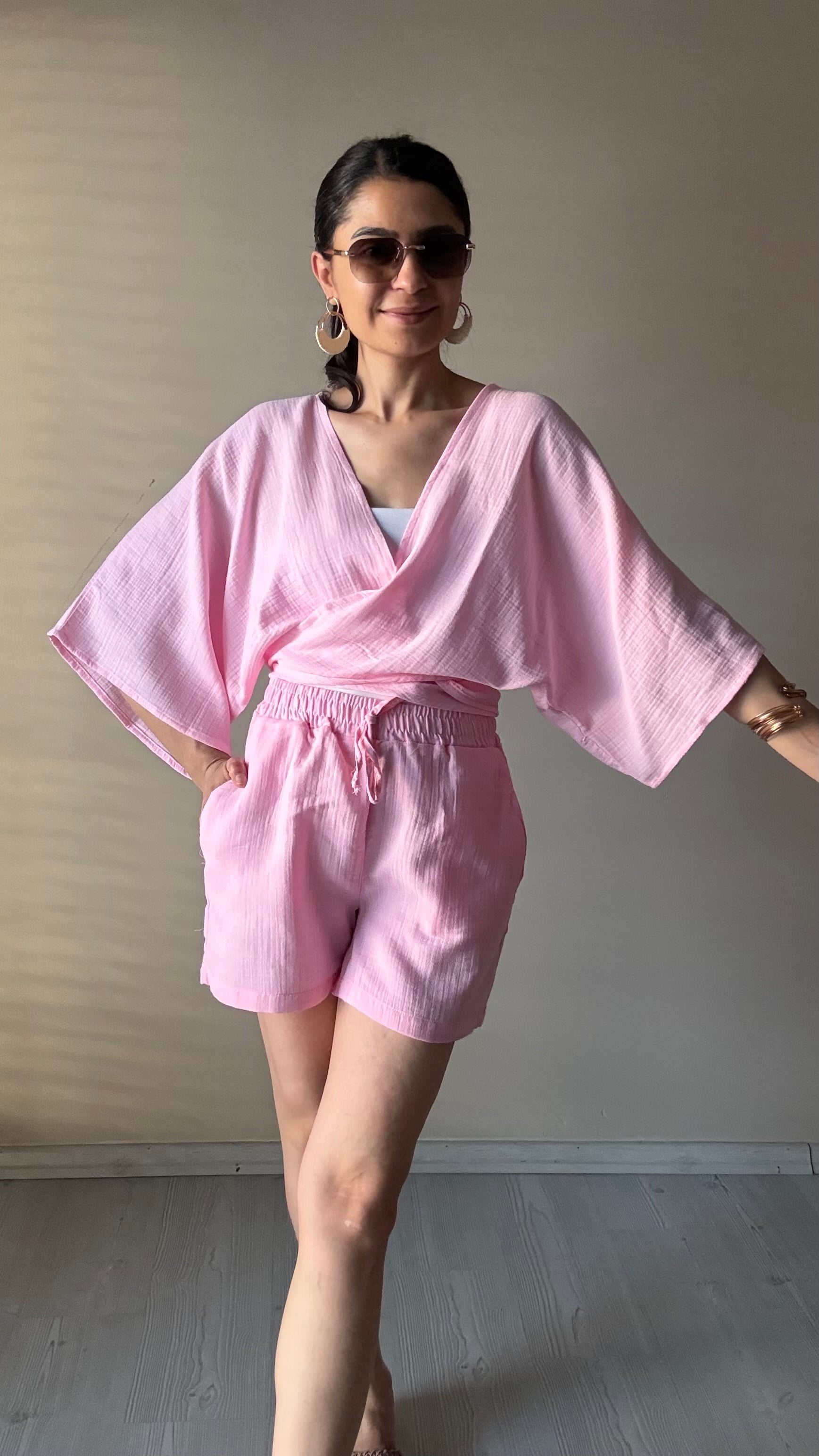 Pembe Müslin Bolera 