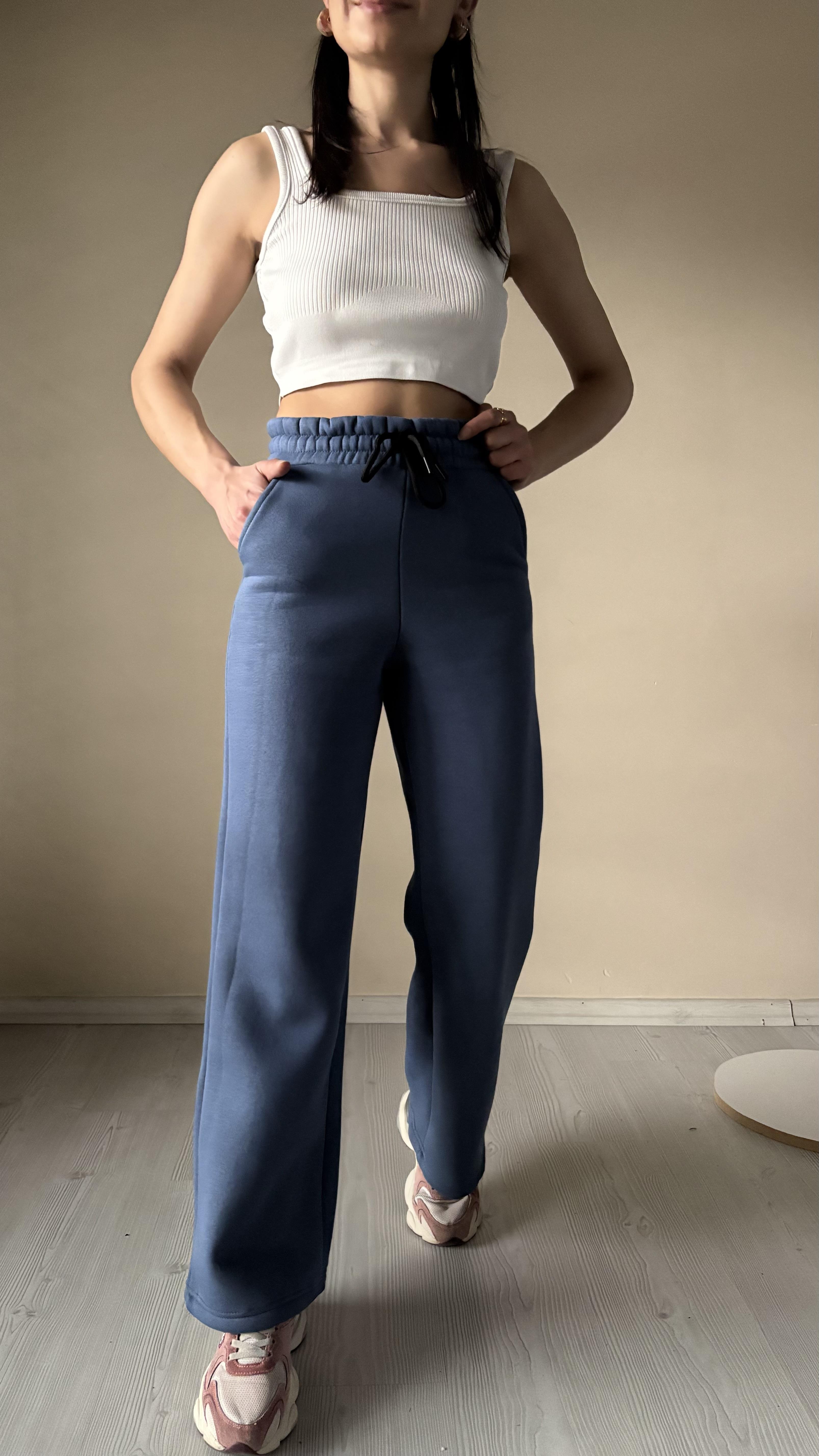 Petrol Mavi Üç iplik Şardonlu Eşofman Altı